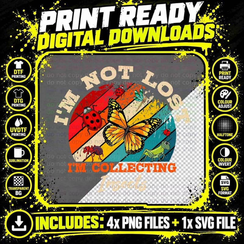 Entomologist Retro Vintage Entomology Collecting Insect Png SVG Digital Bundle