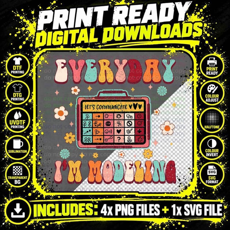 Everyday I'm Modeling Groovy Aac Speech Pathologist Slp Png SVG Digital Bundle