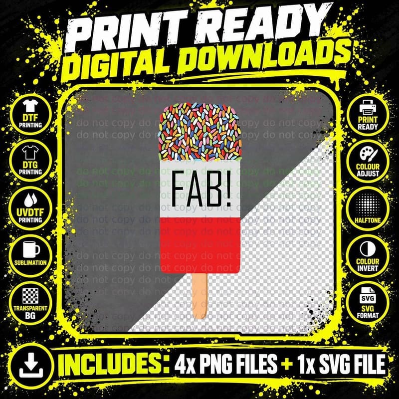 Fab Cute Retro Ice Lolly, Vintage Summer Fun Png SVG Digital Bundle