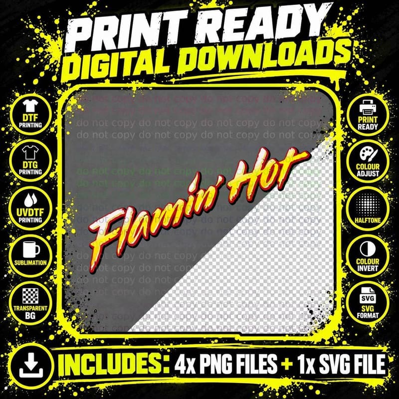 Flamin' Hot Logo, Unisex, Snack Lover Png SVG Digital Bundle