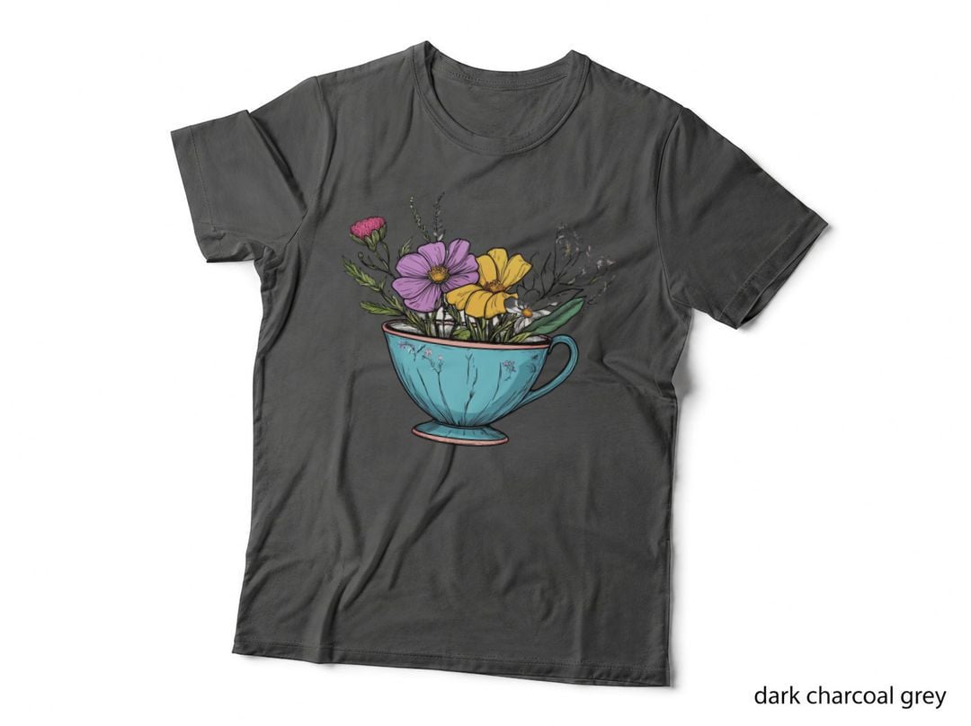 Flowers in a Vintage Teacup Mothers Day T-Shirt, Mothers Day Graphic Tee