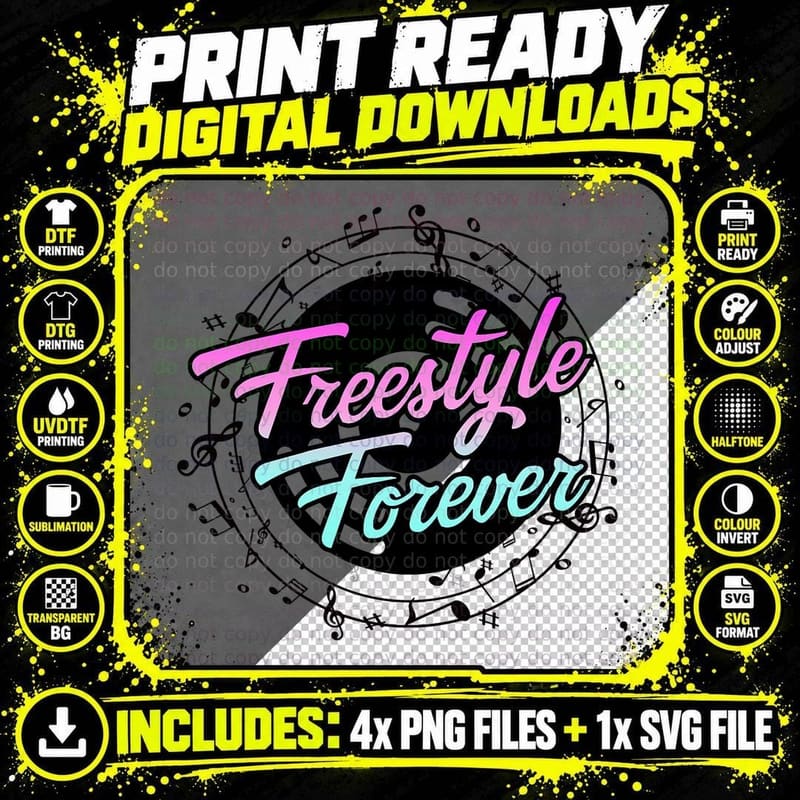 Freestyle Forever for Lovers of 80s Freestyle Dance Png SVG Digital Bundle