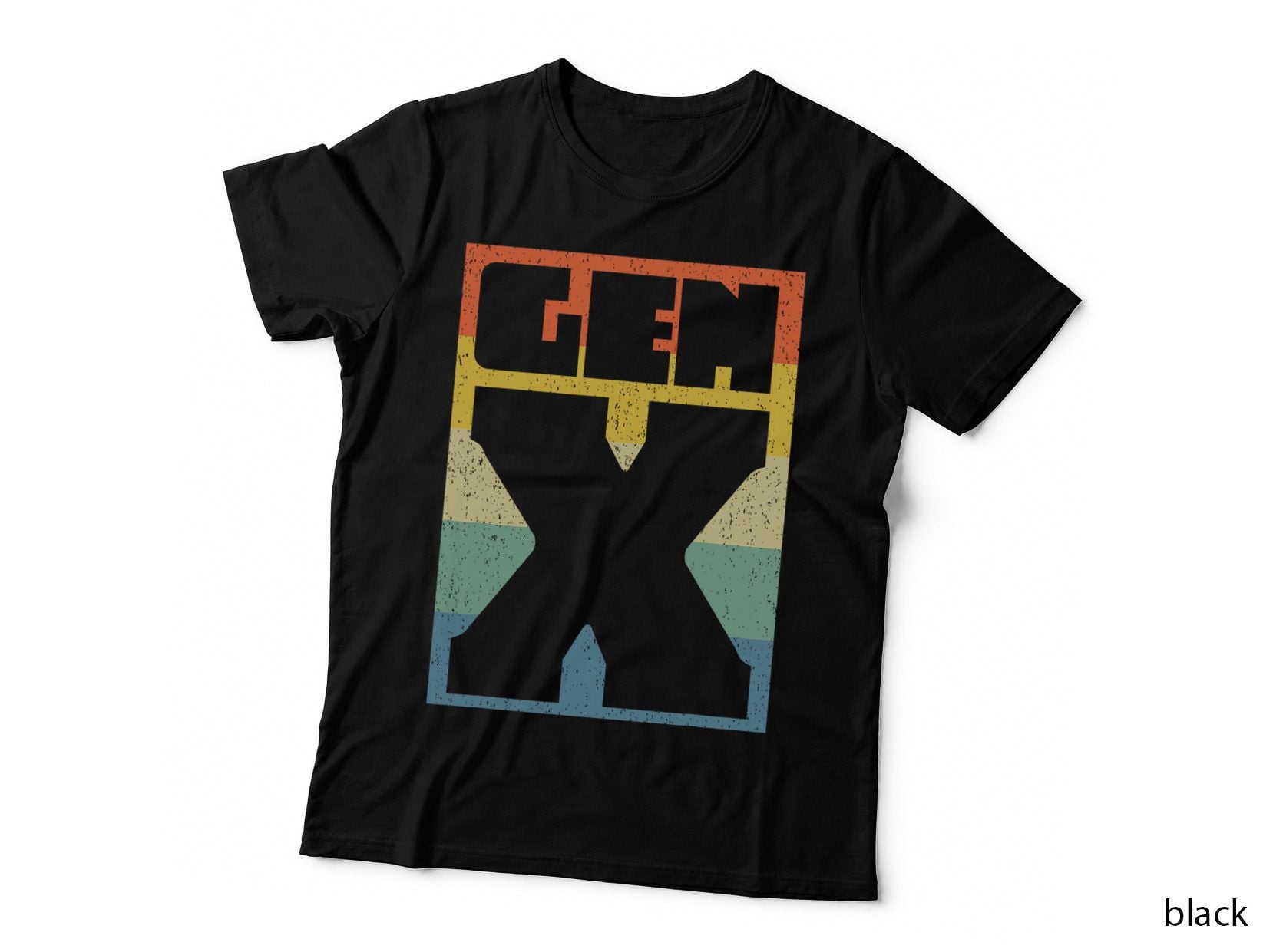 Gen X Retro Vintage Sunset Stripes Generation Typography T-Shirt