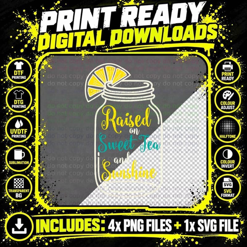 Girls Southern Gift T-Shirt Raised on Sweet Tea & Png SVG Digital Bundle