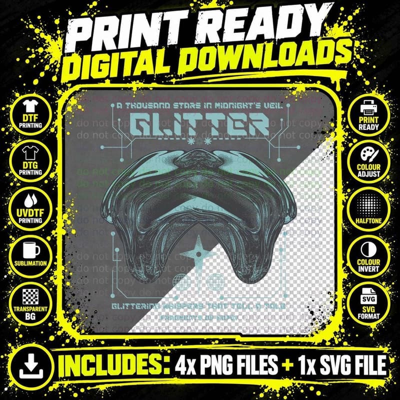 Glitter Retro Urban Fashion T-Shirt Png SVG Digital Bundle