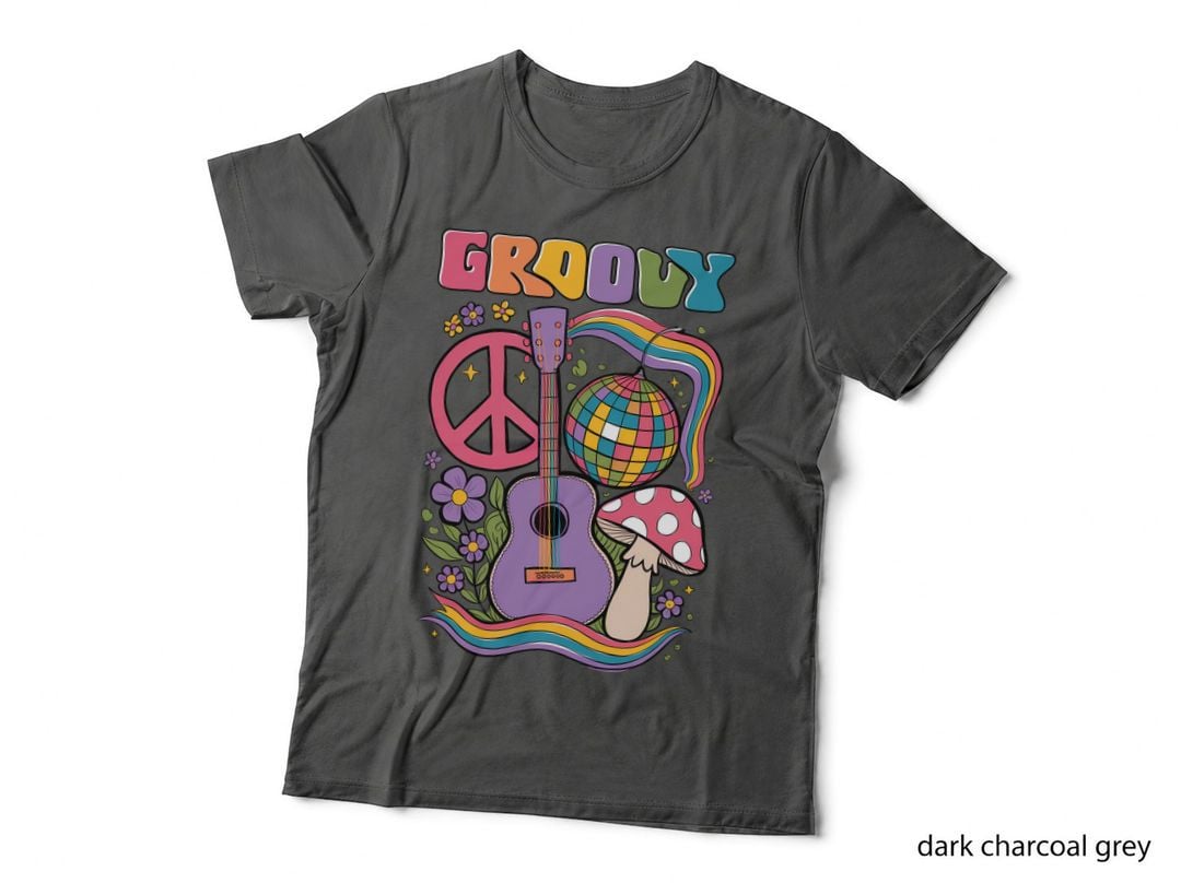 Groovy Hippie T-Shirt, Groovy Music Festival Elements Graphic Tee