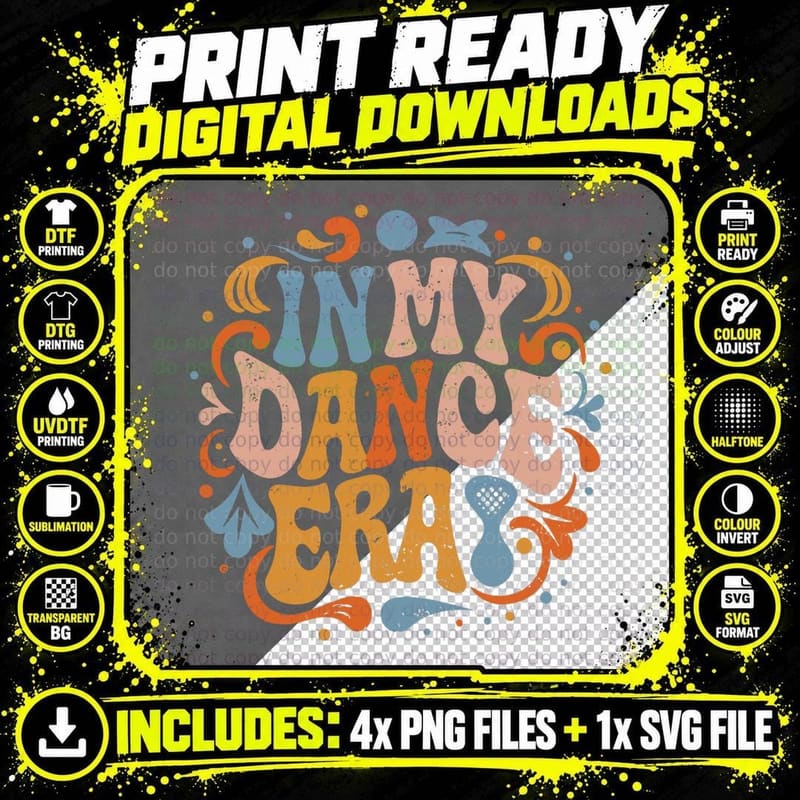 Groovy Retro Design in My Dance Era for Dancers Png SVG Digital Bundle