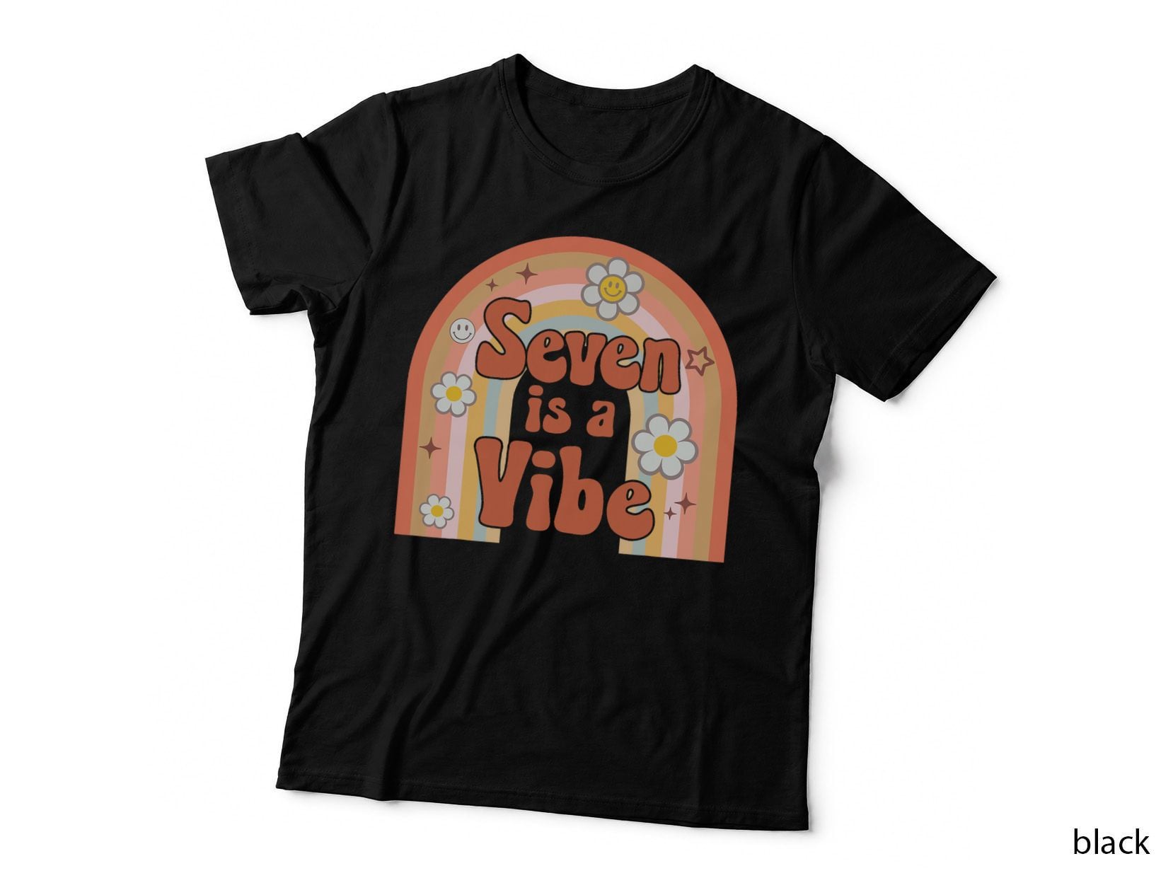 Groovy Seven Is a Vibe Rainbow Birthday Kids Boys Girls T-Shirt