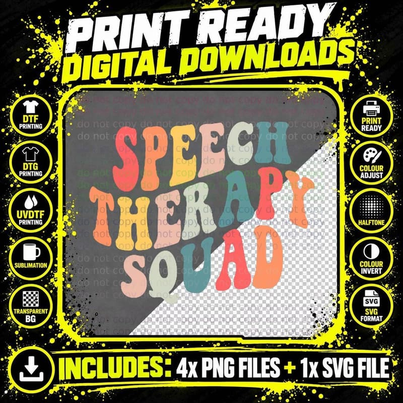 Groovy Speech Therapy Squad Pocket Slp Speech Therapist Png SVG Digital Bundle