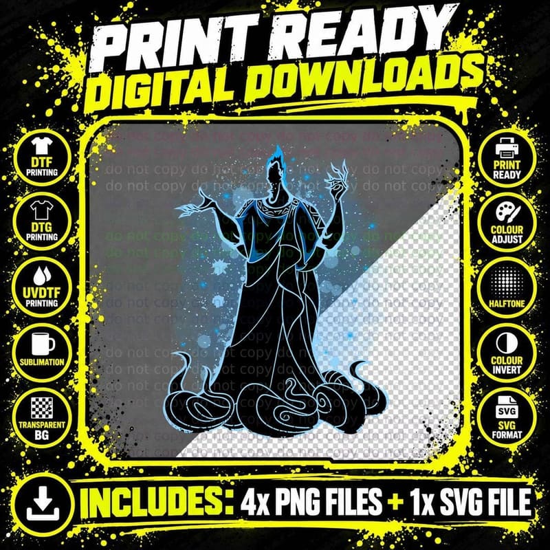 Hades Watercolour Silhouette T-Shirt Png SVG Digital Bundle