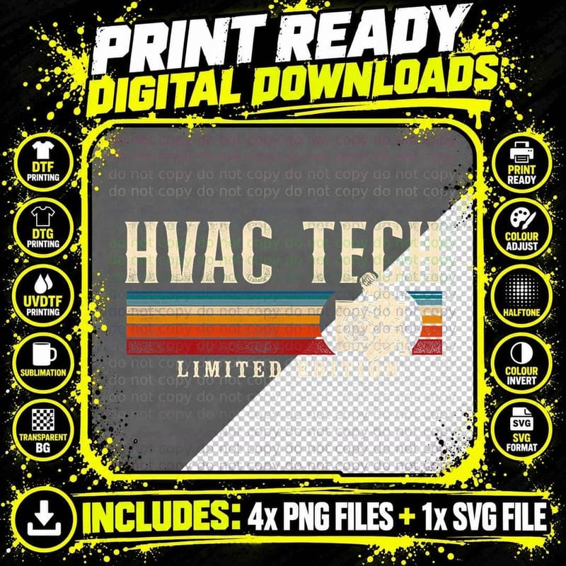 Hvac Technician Tech Retro Vintage Hvac Tech Limited Png SVG Digital Bundle