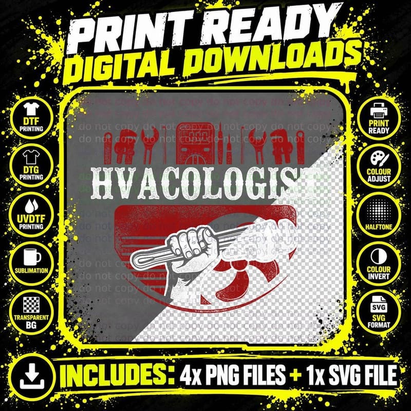 Hvac Technician Tech Vintage Hvacologist, for Women, Men Png SVG Digital Bundle