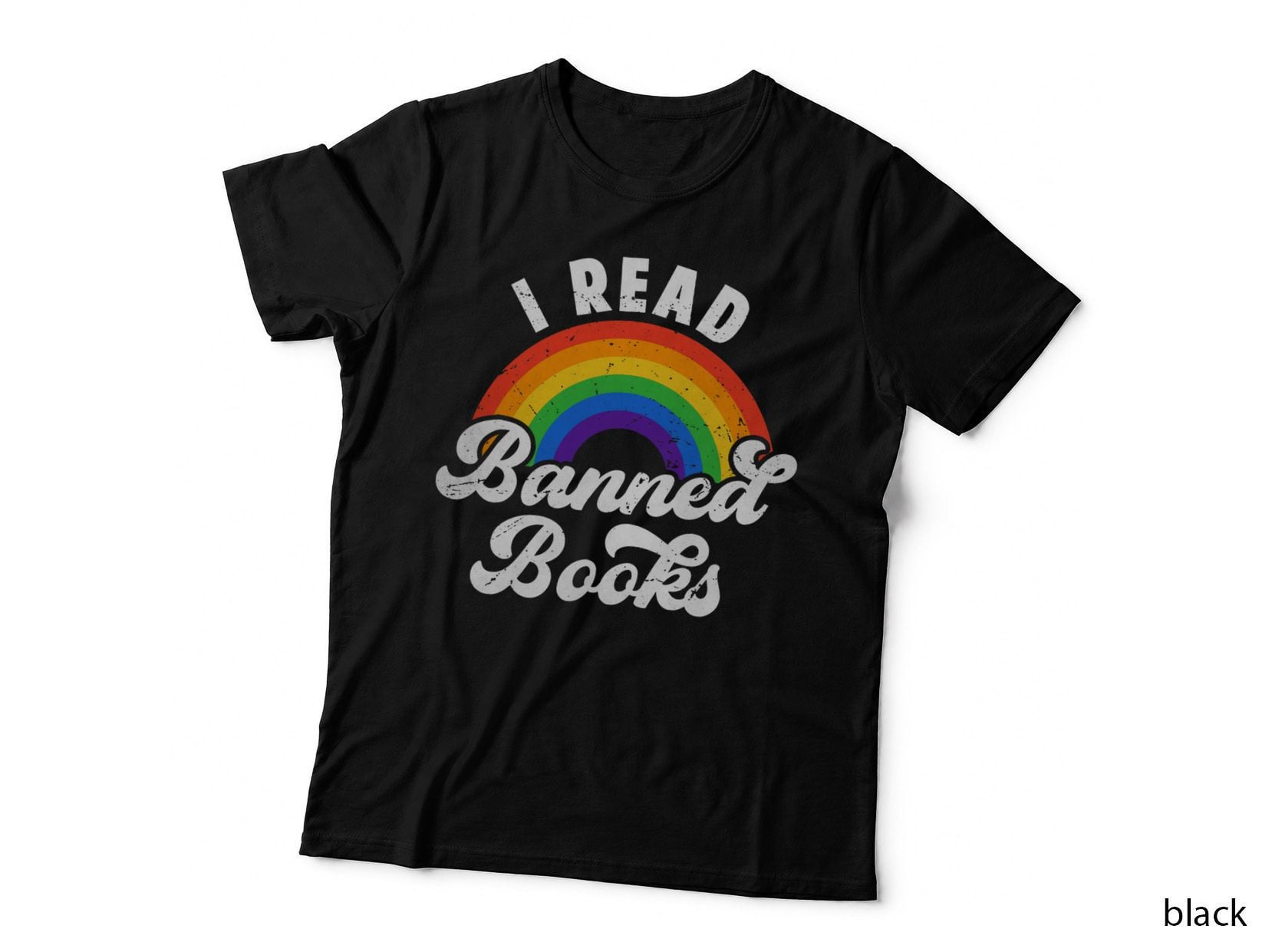 I Read Banned Books Retro Literature Rainbow Reading Vintage T-Shirt