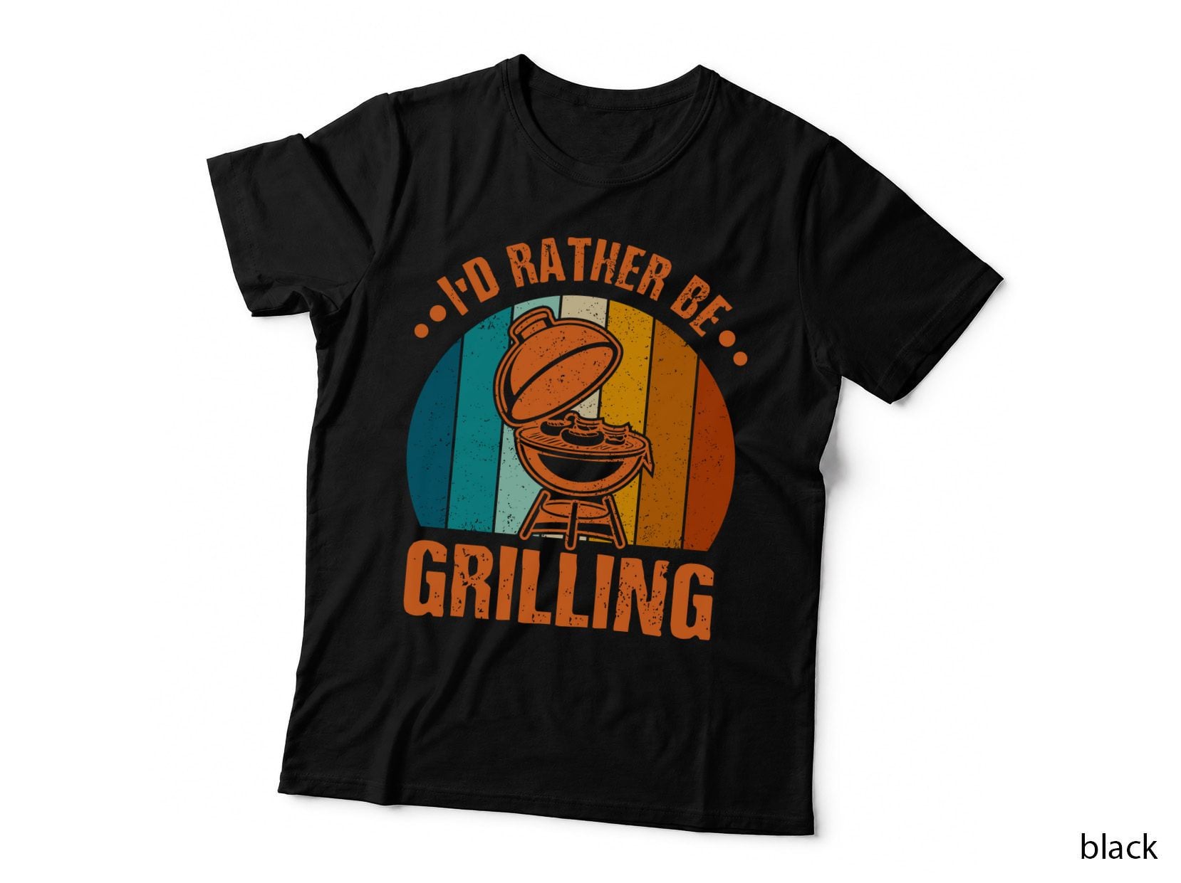 I'd Rather Be Grilling Heartbeat T-Shirt, Retro Grill Illustration Graphic Tee