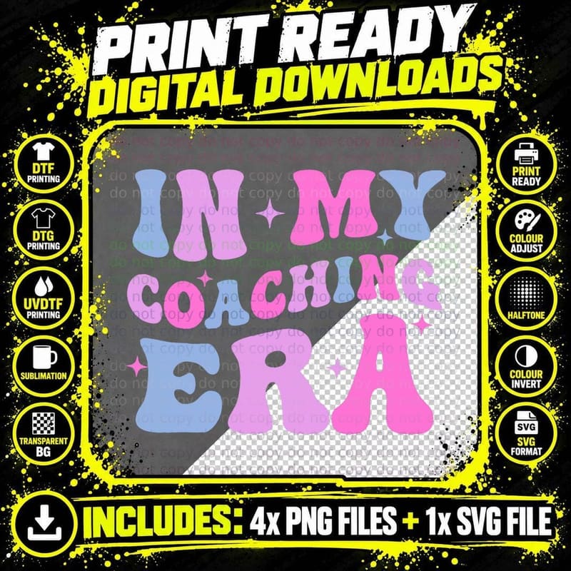 In My Coaching Era Cute Retro Coaching for Sports Coach Png SVG Digital Bundle