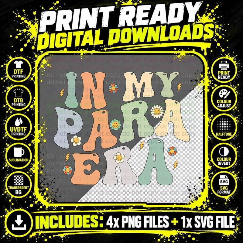 In My Para Era Groovy Retro T-Shirt Png SVG Digital Bundle