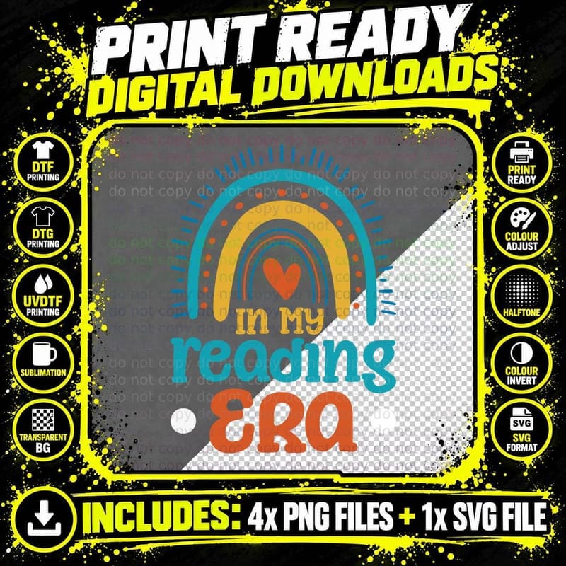 In My Reading Era, Bookworm Gift, Literary Style Png SVG Digital Bundle