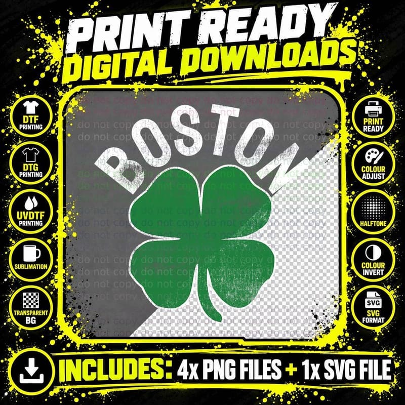 Irish Good Luck T-Shirt, Boston Tee Png SVG Digital Bundle