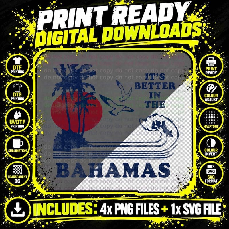 It's Better in the Bahamas Vintage 80s 70s T-Shirt Png SVG Digital Bundle