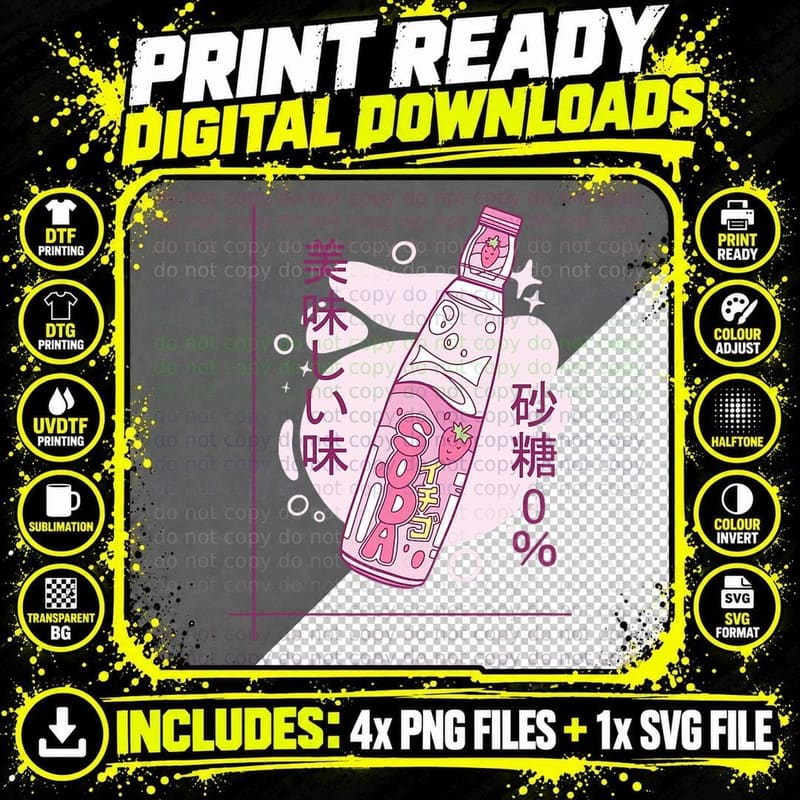 Japanese Aesthetic Vaporwave Urban Soda Png SVG Digital Bundle