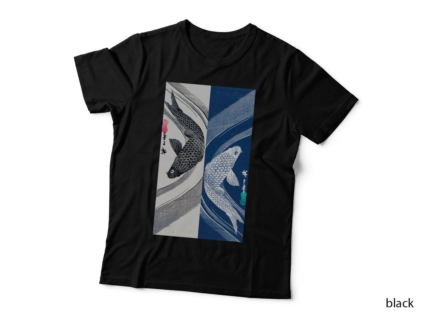 Japanese Art Fish Graphic Design 2, Vintage Illustration T-Shirt