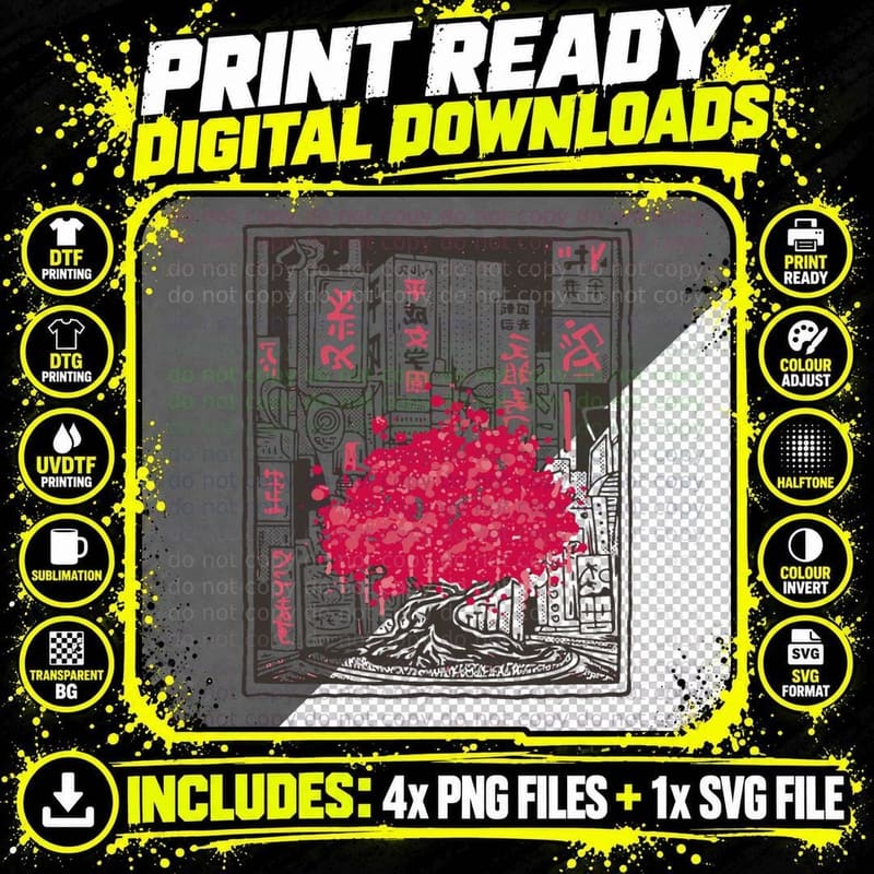 Japanese Streetwear Retro Vibes Aesthetic Tokyo Fashion Png SVG Digital Bundle