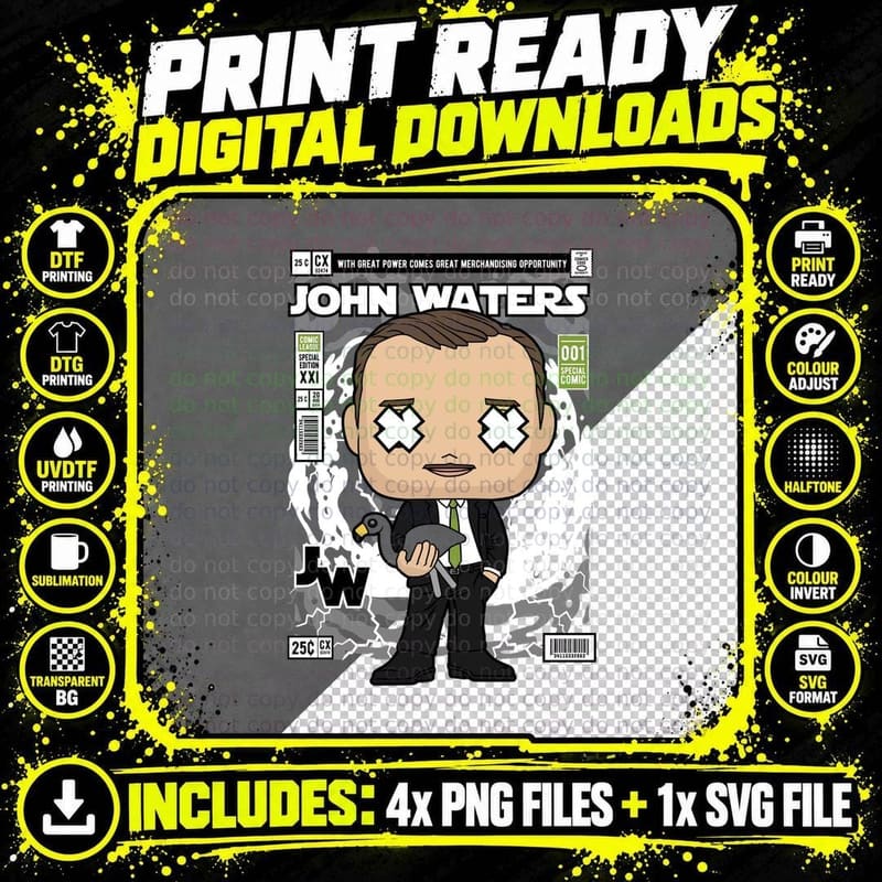John Waters Comic T-Shirt, Pop Culture Art Png SVG Digital Bundle