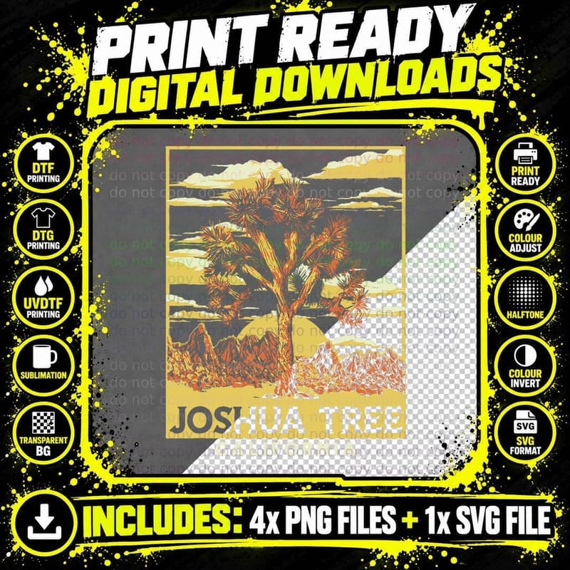 Joshua Tree National Park Vintage Style Graphic T-Shirt Png SVG Digital Bundle