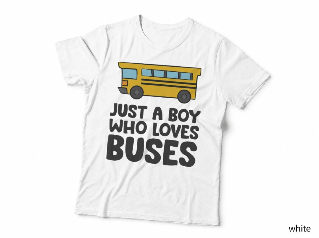 Just a Boy Who Loves Buses, Bus Enthusiast Gift, Transportation Lover T-Shirt