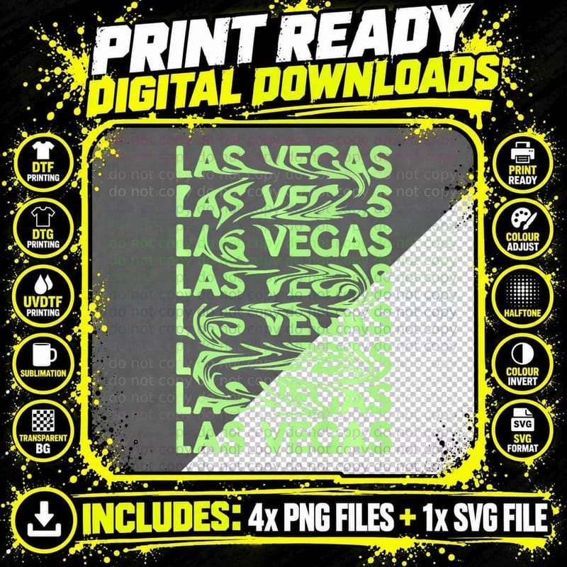 Las Vegas Nevada Vintage Psychedelic Png SVG Digital Bundle