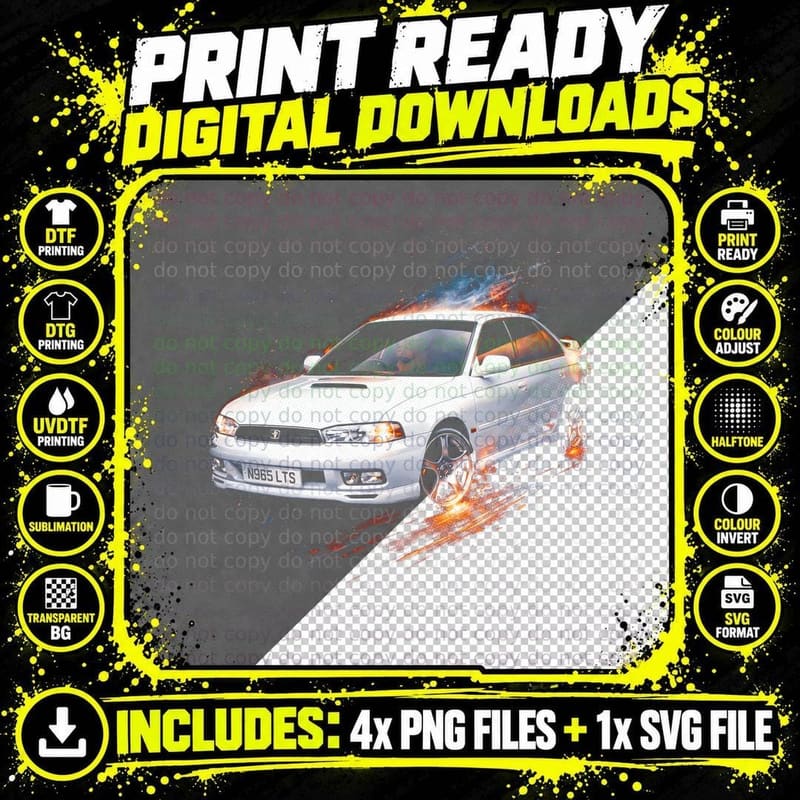 Legacy Sedan T-Shirt, Halftone JDM Car Graphic Tee Png SVG Digital Bundle