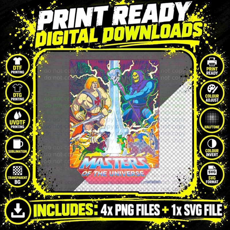Masters of the Universe He-Man T-Shirt Png SVG Digital Bundle