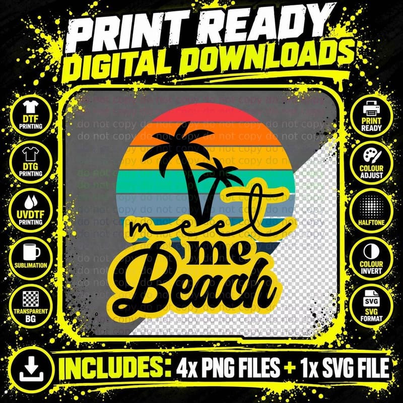 Meet Me at the Beach Summer T-Shirt Png SVG Digital Bundle