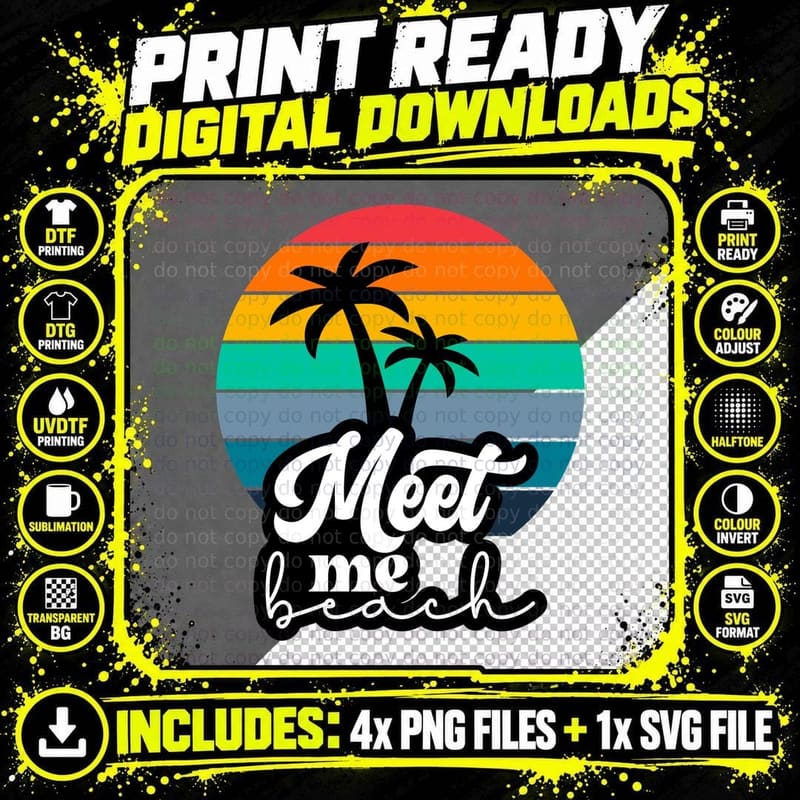 Meet Me at the Beach Summer T-Shirt Png SVG Digital Bundle