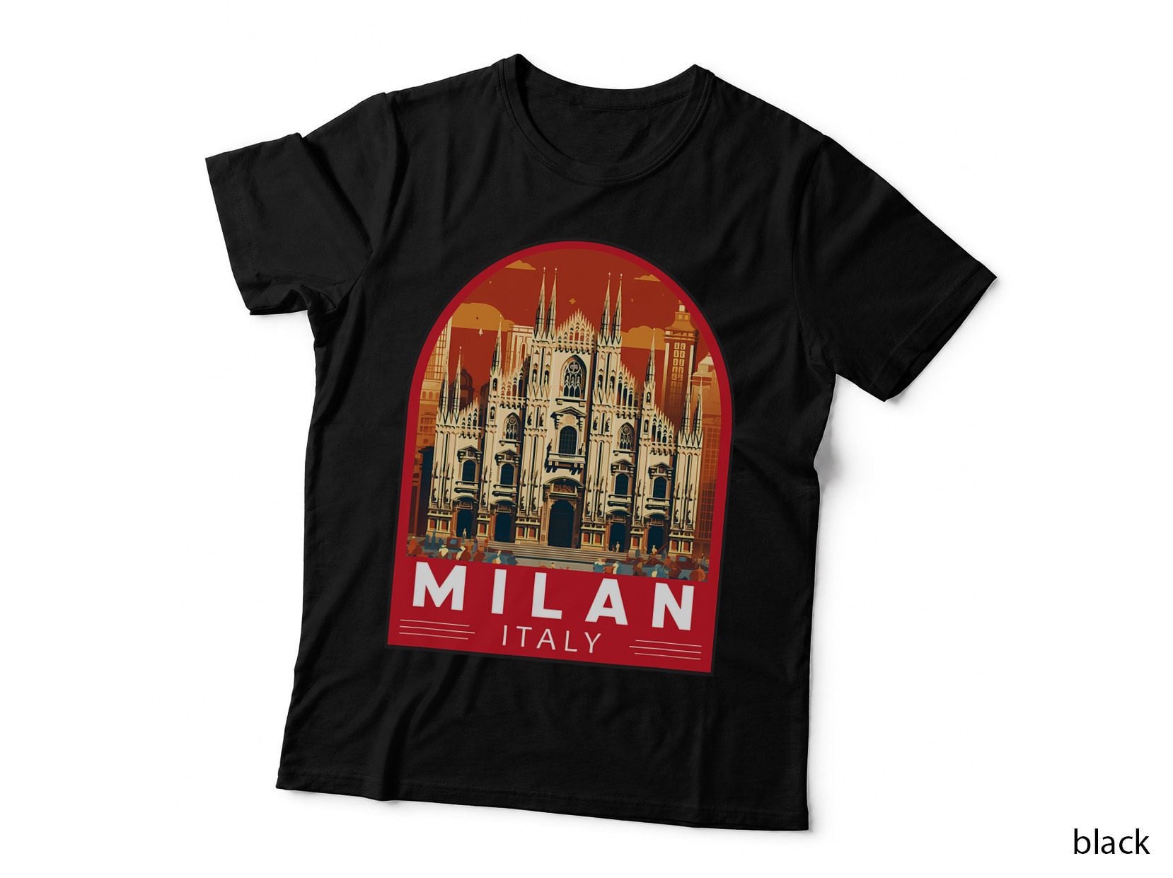 Milan Italy Travel Art Emblem Vintage T-Shirt