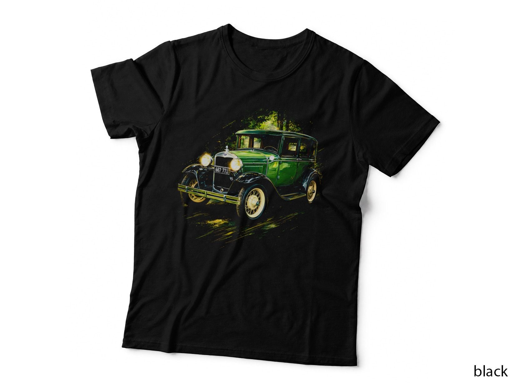 Model a T-Shirt, Halftone Vintage Car Graphic Tee, Classic Car Lover Shirt