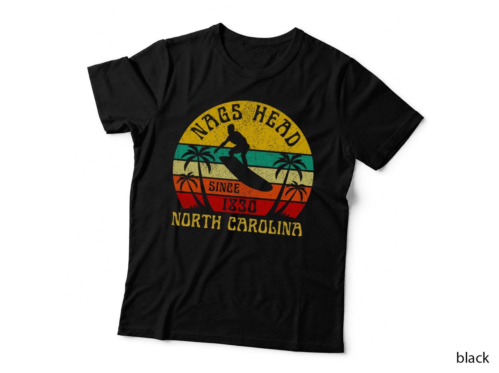 Nags Head Beach North Carolina Surfing Surfer Ocean Vintage T-Shirt
