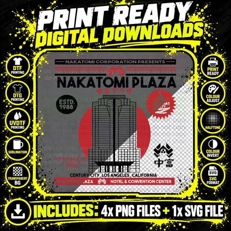 Nakatomi Plaza Classic T-Shirt Png SVG Digital Bundle