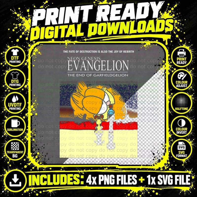 Neon Genesis Evangelions Garfields Classic T-Shirt Png SVG Digital Bundle
