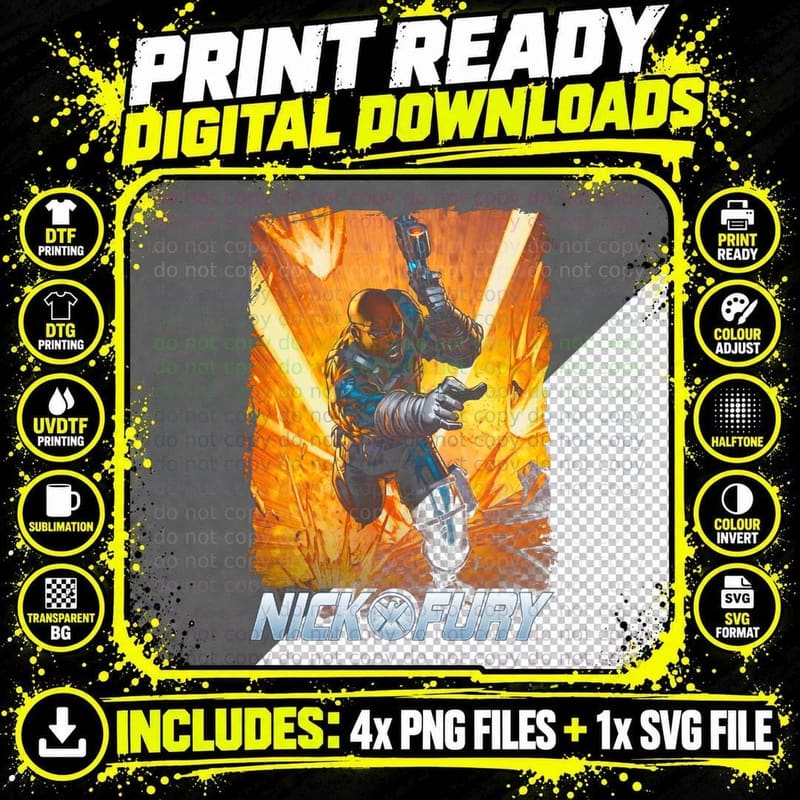 Nick Fury Retro Comic Book T-Shirt, Vintage Sci-Fi Png SVG Digital Bundle