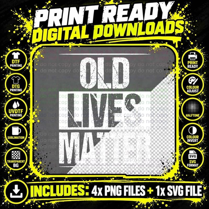 Old Lives Matter T-Shirt, Distressed White Text on Tee Png SVG Digital Bundle
