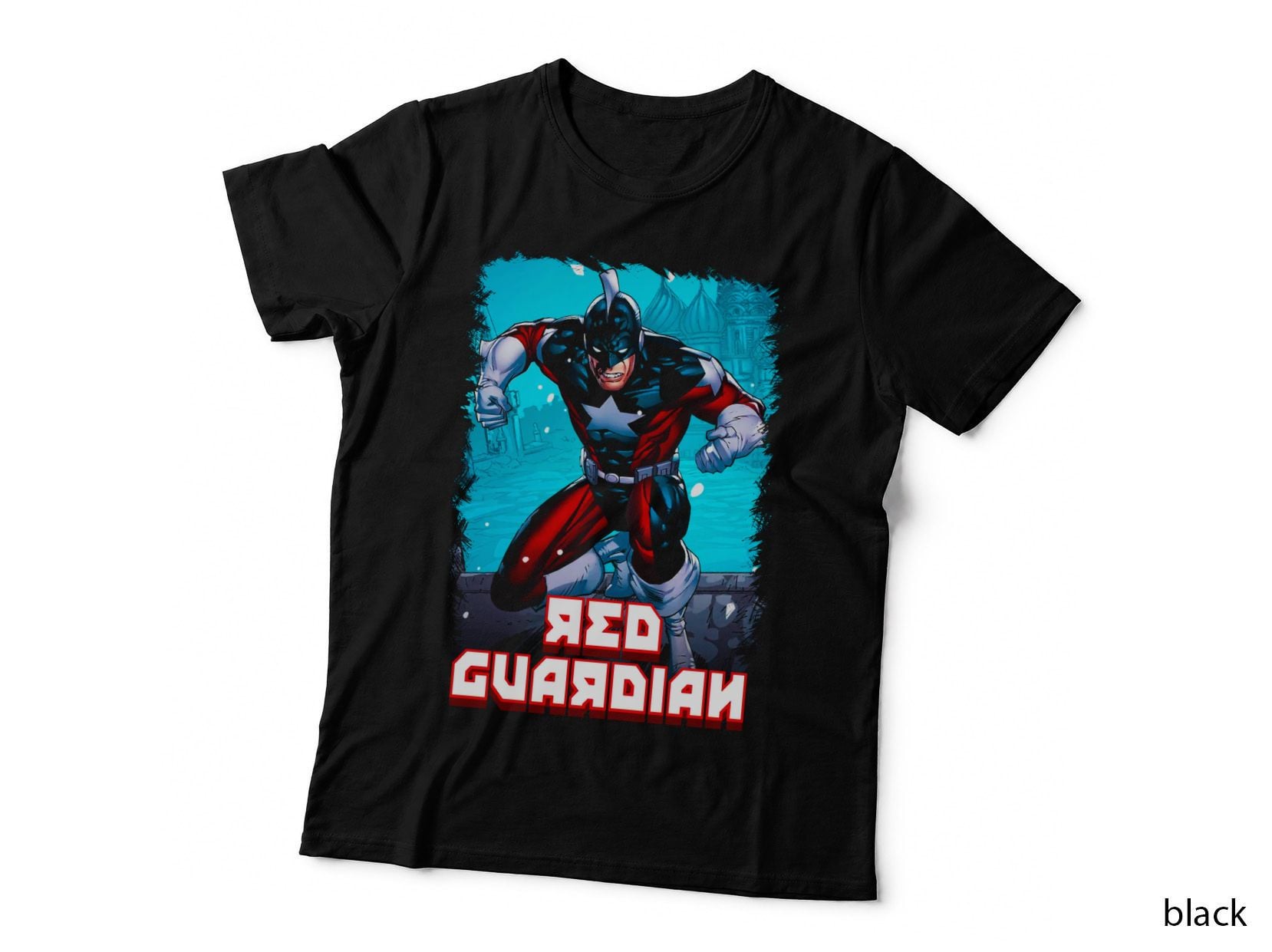 Red Guardian Comic Book T-Shirt, Retro Superhero Style