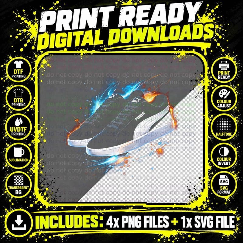 Retro Colorblock Trainer T-Shirt, Halftone Sneaker Art Png SVG Digital Bundle