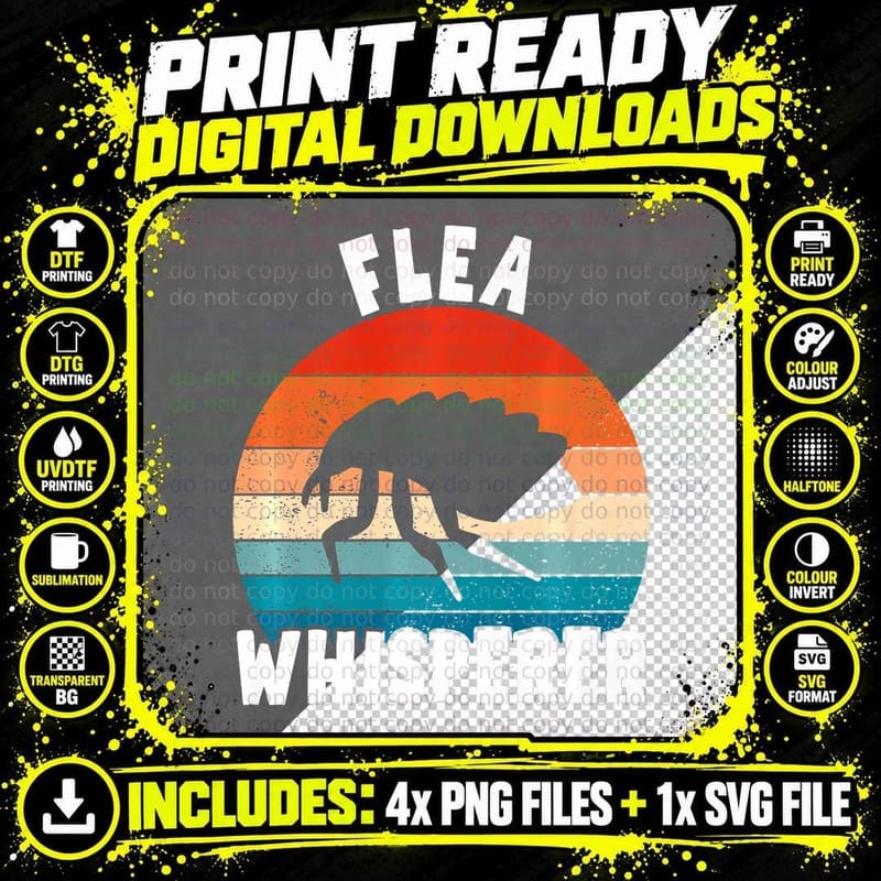 Retro Flea Whisperer Flightless Insect Png SVG Digital Bundle