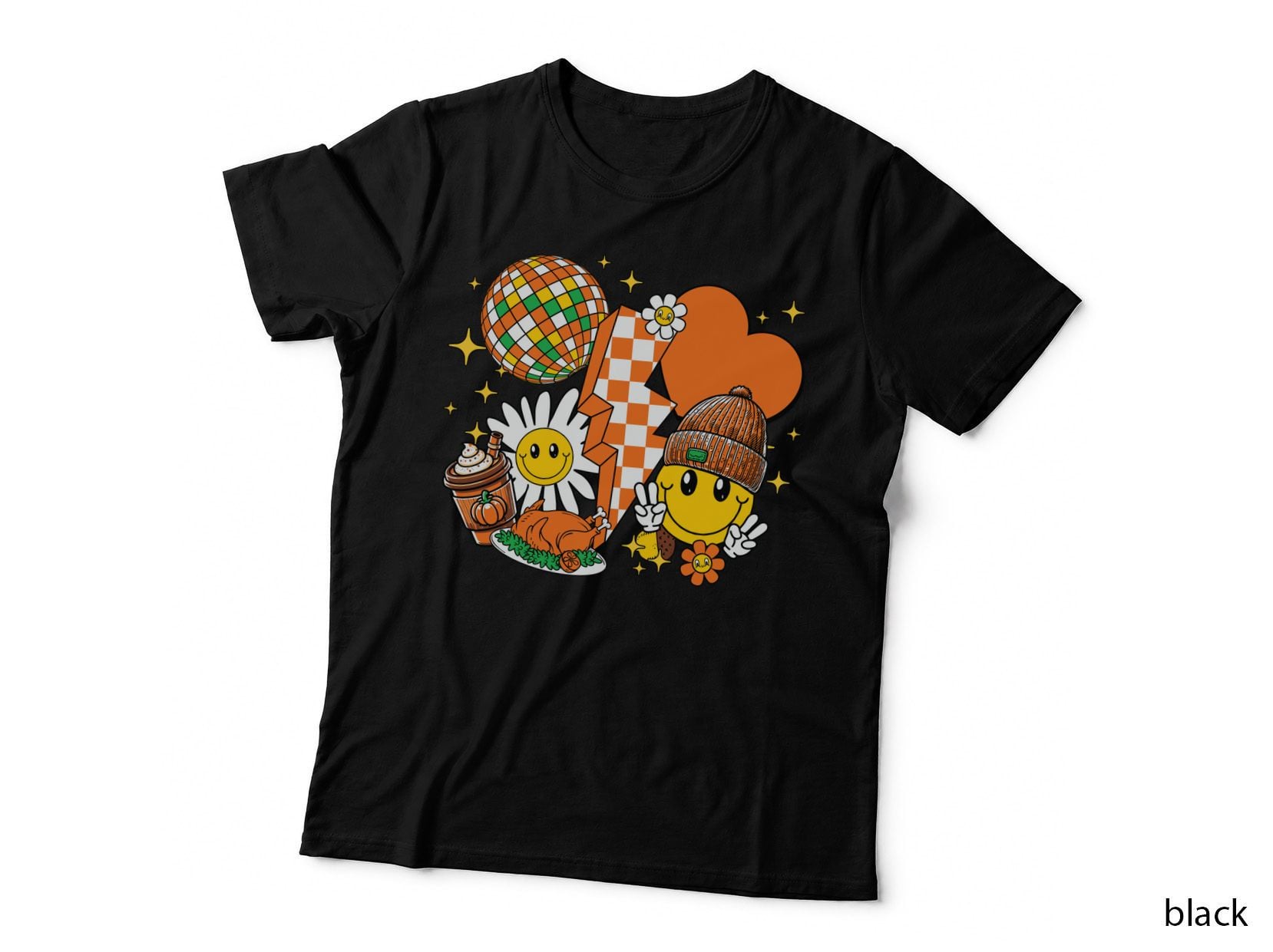 Retro Groovy Autumn Daisy Fall T-Shirt, Autumn Season Graphic Tee