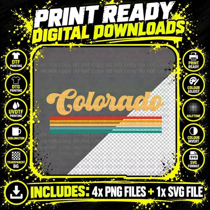 Retro State of Colorado T-Shirt Png SVG Digital Bundle