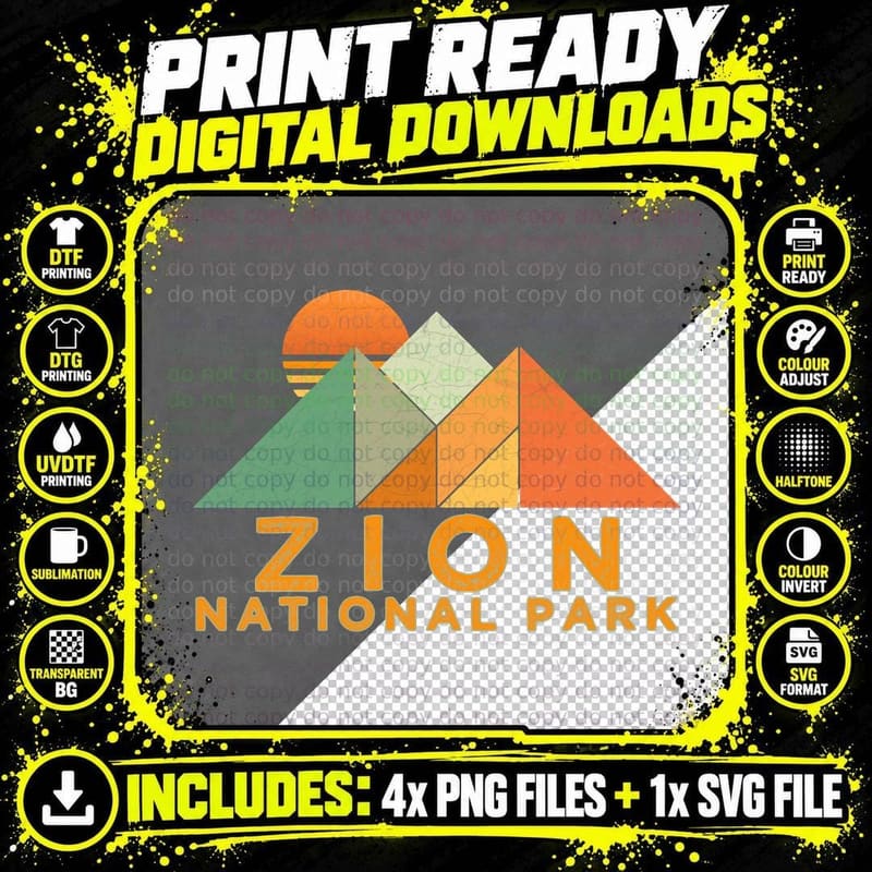 Retro Vintage Zion National Park -Sweatshirt Png SVG Digital Bundle