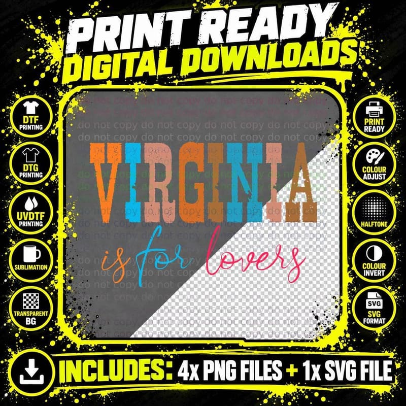 Retro Virginia Is 4 Lovers Outdooors VA for Virginians Png SVG Digital Bundle