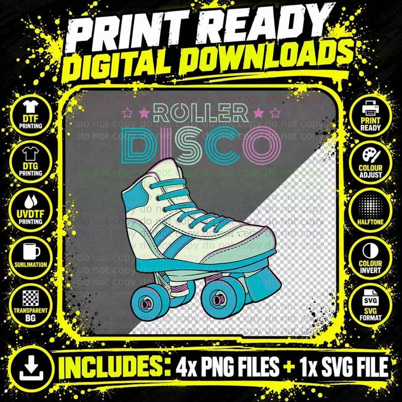 Roller Derby Retro 70s Roller Disco Skating T-Shirt Png SVG Digital Bundle