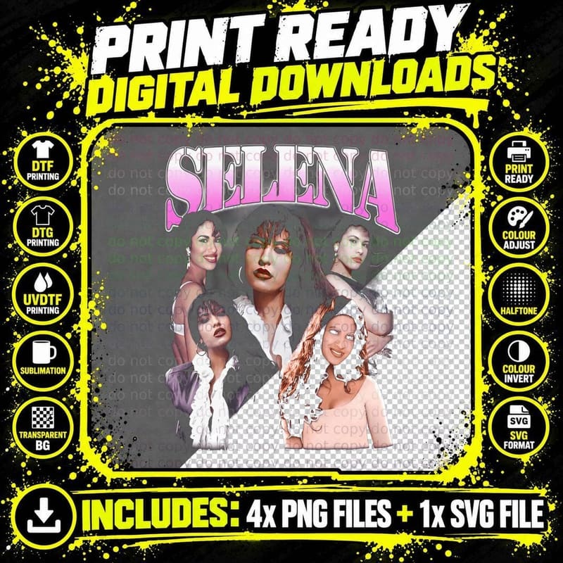 Selena Quintanilla T-Shirt, Retro Pop Icon Png SVG Digital Bundle